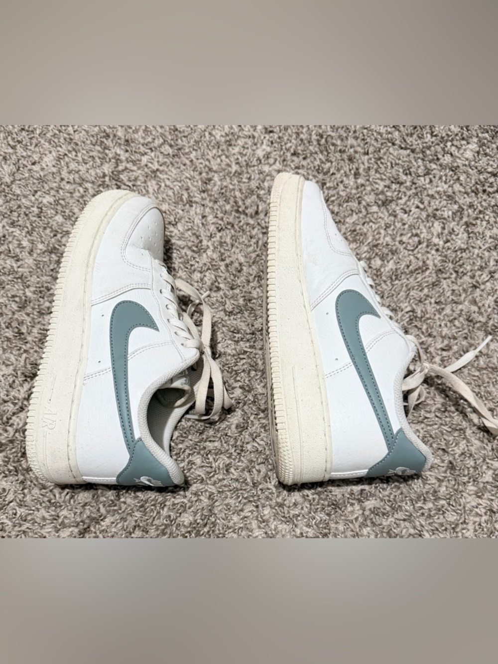 Nike Women’s White Sneakers with Gray-Blue Swoosh